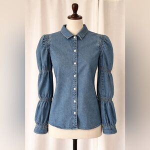 Levi's Denim Button-Down Shirt with Puff Sleeves